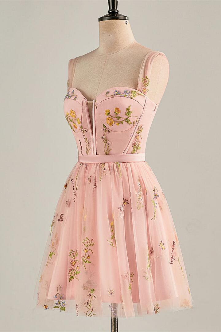 Cap Sleeves Green Floral Short Dress - Image 13