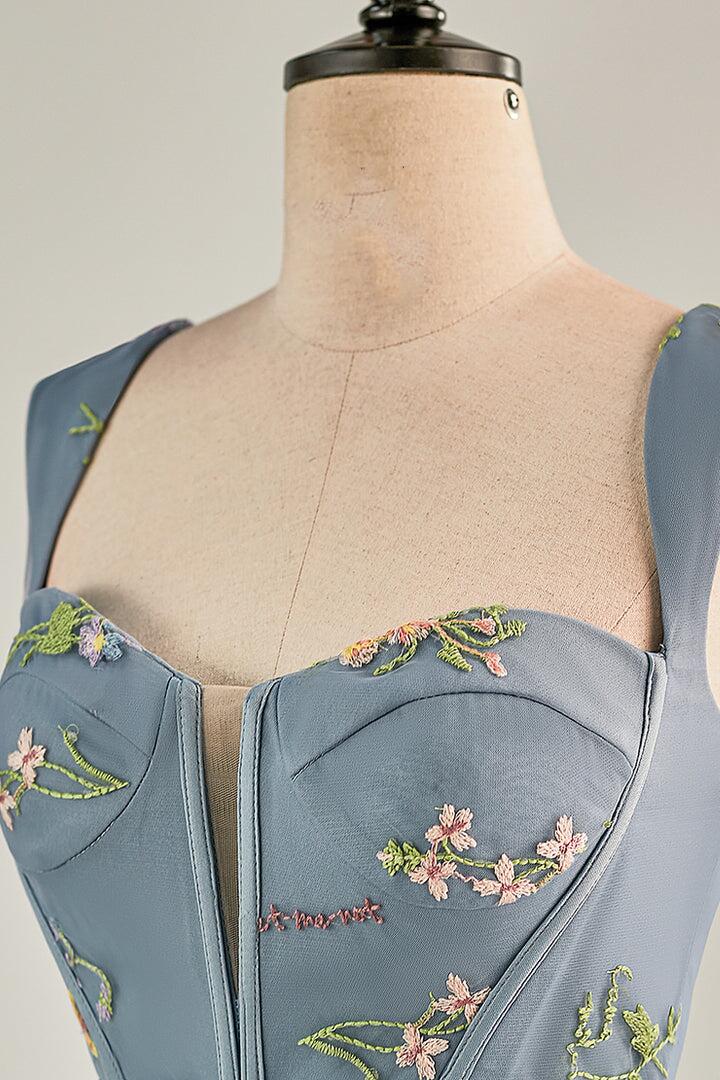 Cap Sleeves Green Floral Short Dress - Image 8