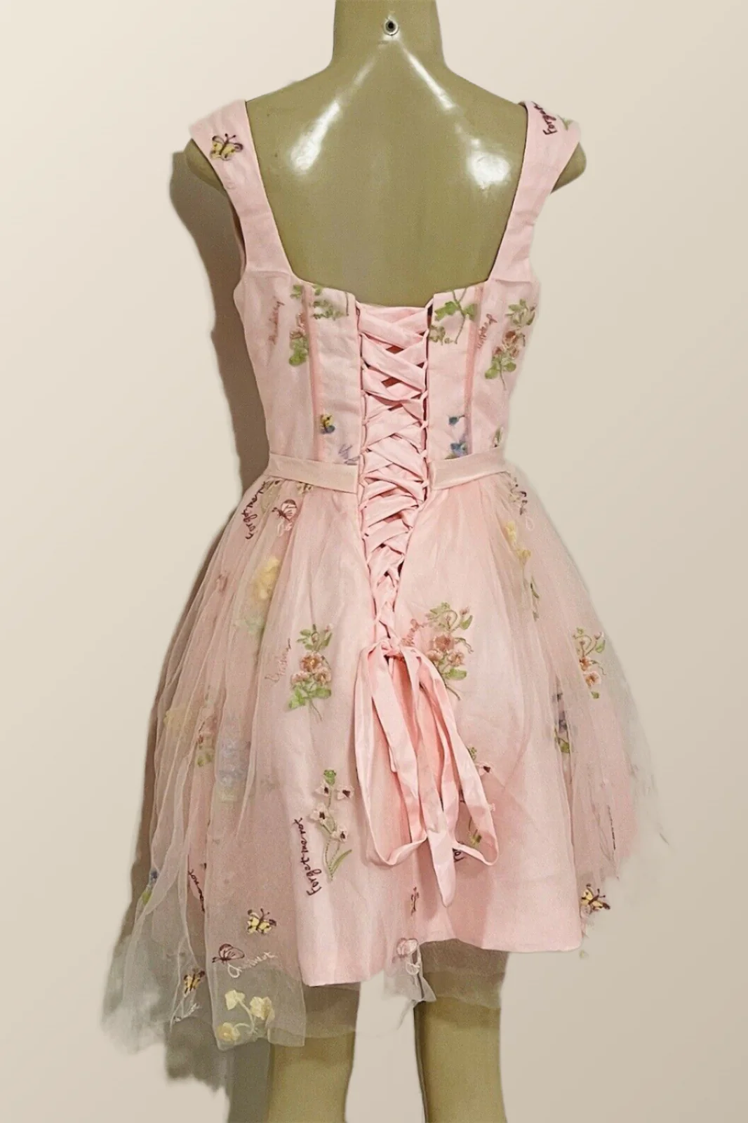 Cap Sleeves Pink Floral Short Prom Dress - Image 2