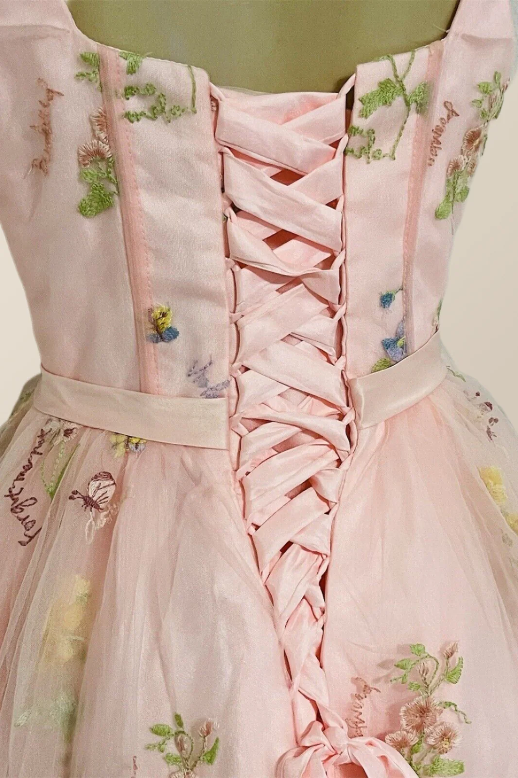Cap Sleeves Pink Floral Short Prom Dress - Image 3