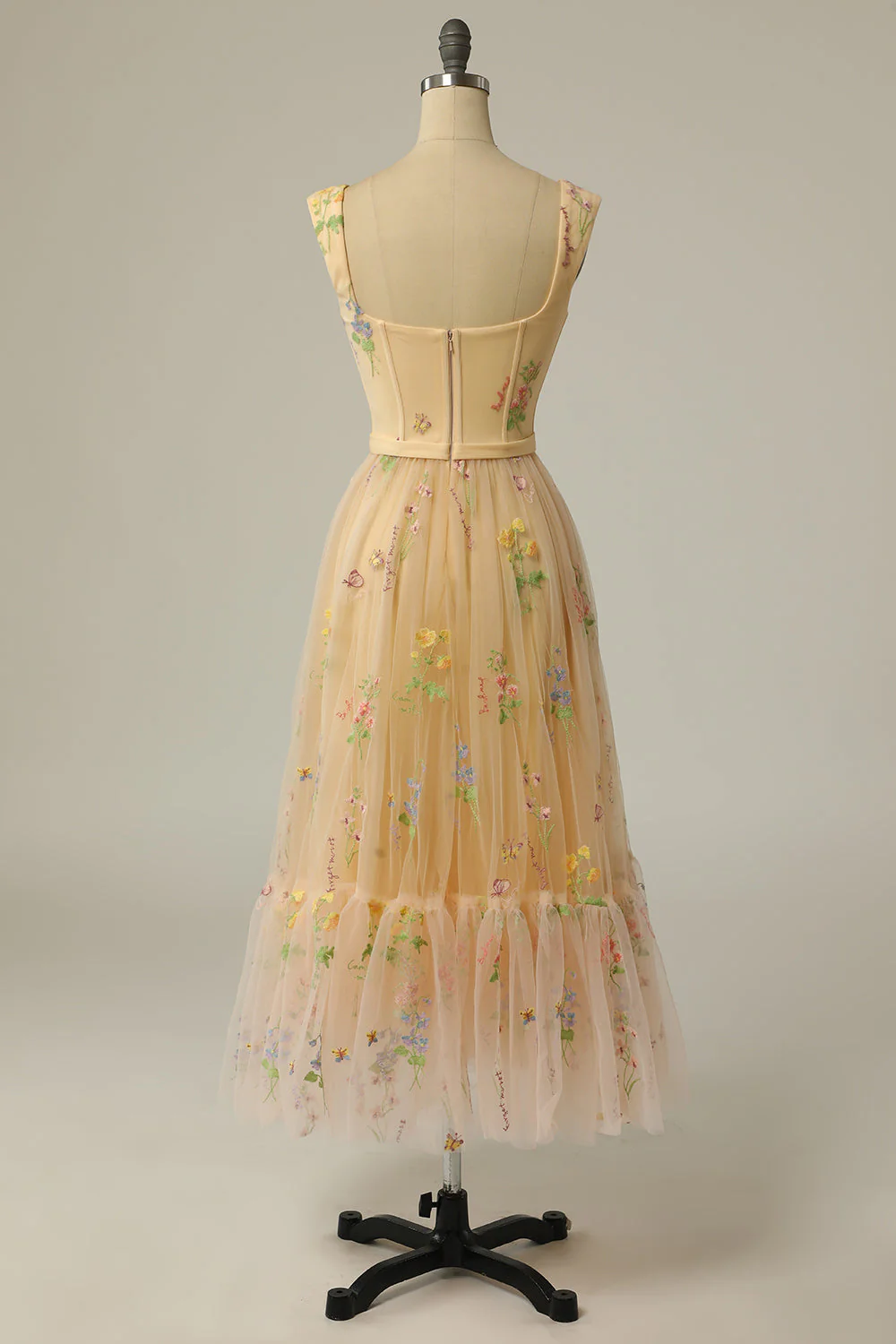 Green Embroidered A-line Midi Dress - Image 7