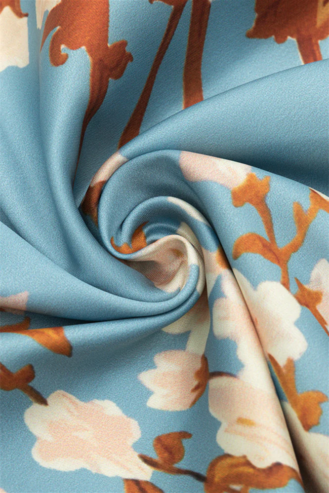 Cowl Neck Blue Floral Print Mermaid Long Dress - Image 10