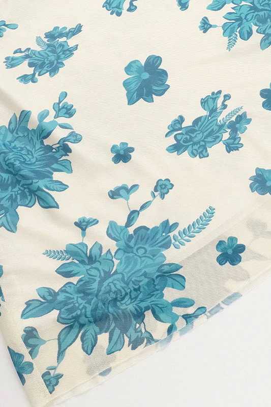 Cowl Neck Floral Print Tulle Short Dress - Image 10