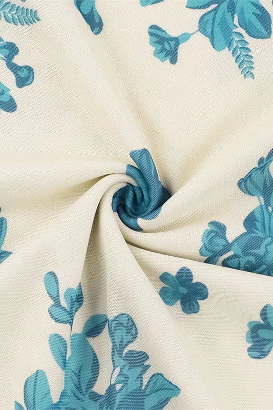 Cowl Neck Floral Print Tulle Short Dress - Image 11