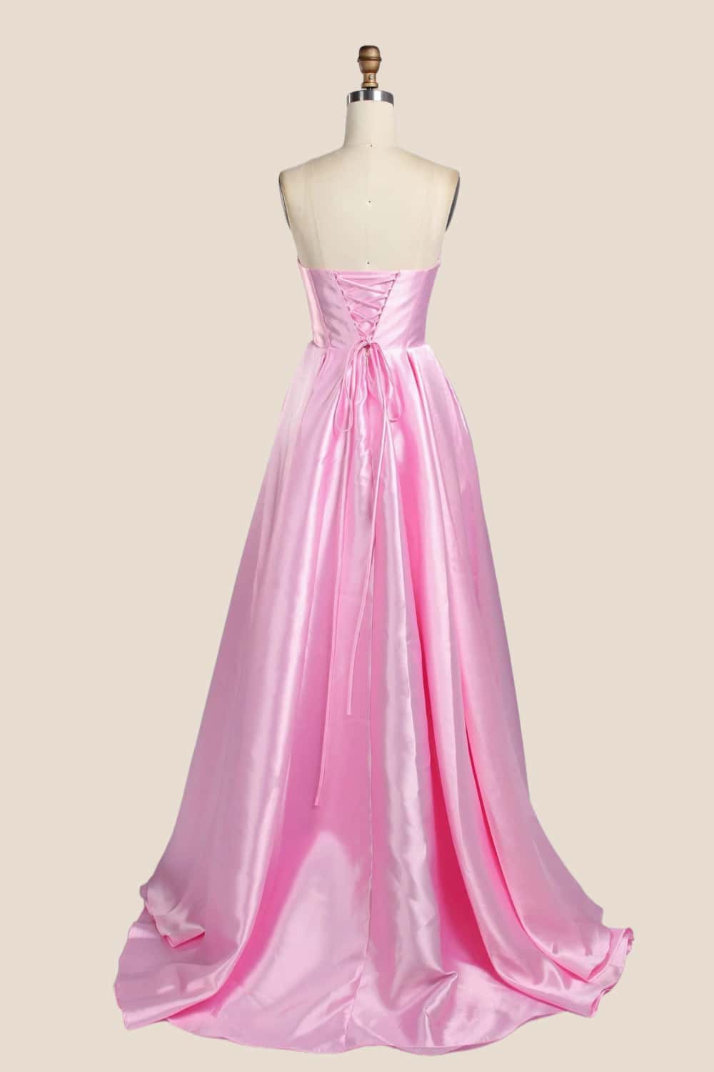 Cowl Neck Pink Satin A-line Formal Dress - Image 2