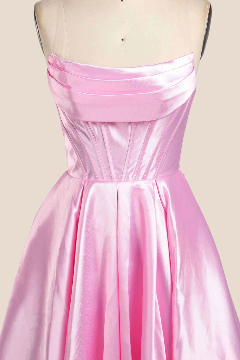 Cowl Neck Pink Satin A-line Formal Dress - Image 3