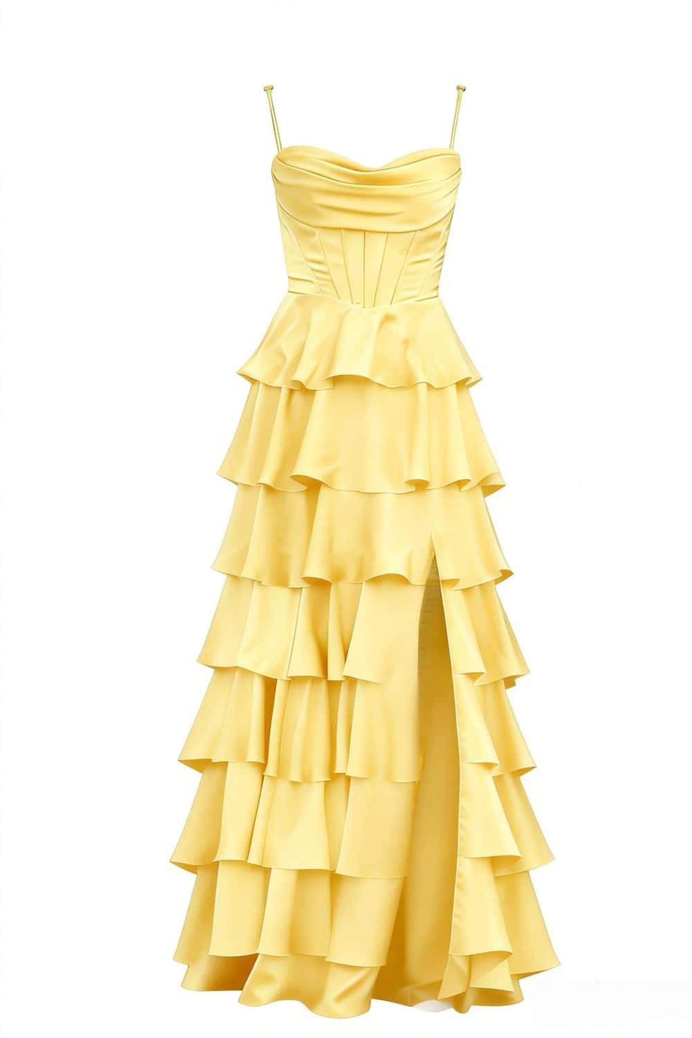 Cowl Neck Royal Blue Ruffle A-line Prom Dress - Image 10