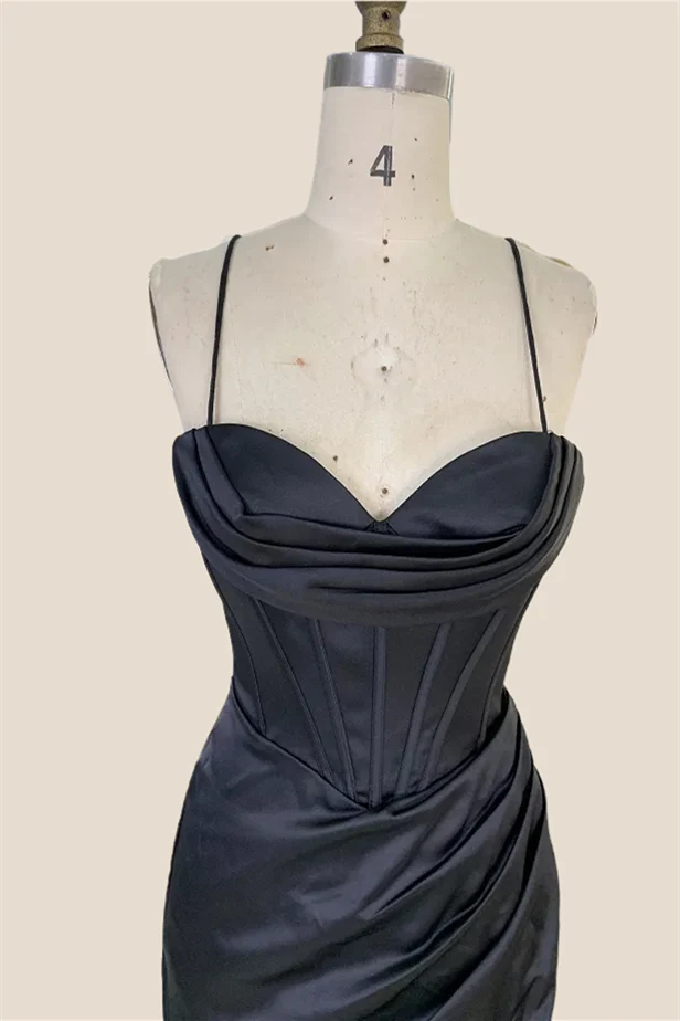 Cowl Neck Ruched Black Tight Homecoming Dress - Image 4