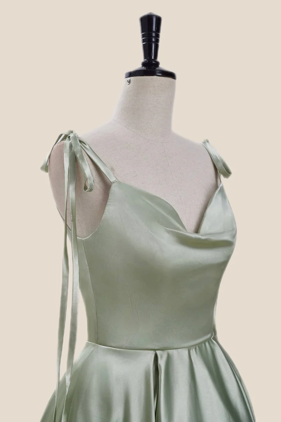 Cowl Neck Sage Green Short Party Dress - Image 6