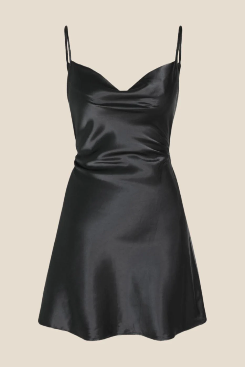 Cowl Neck White Back Tie A-line Short Dress - Image 4
