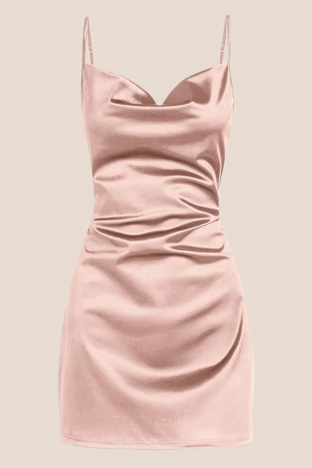 Cowl Neck White Back Tie A-line Short Dress - Image 9