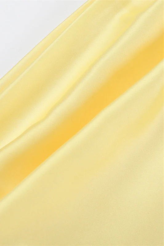 Cowl Neck Yellow Back Bow Short Dress - Image 7