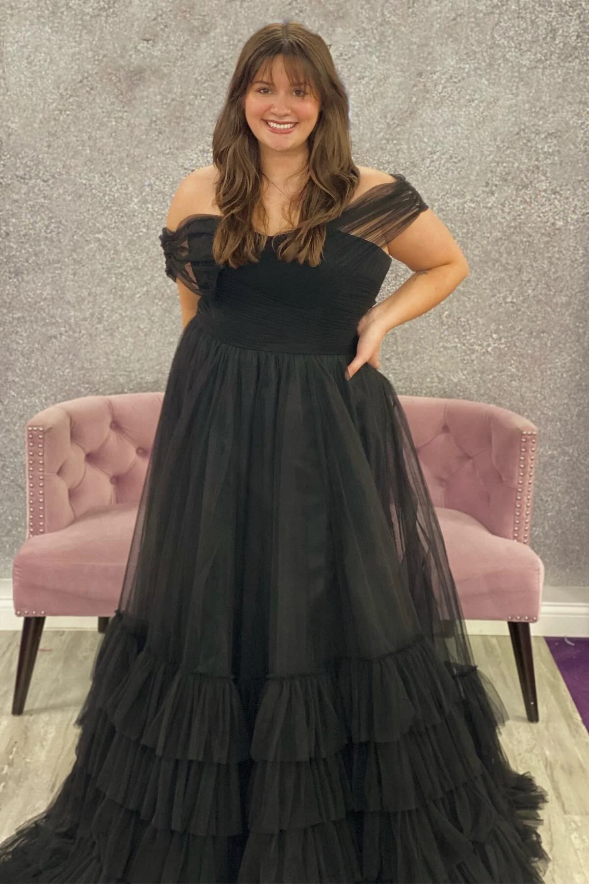 Cross Front Neon Pink Tulle Formal Dress - Image 3