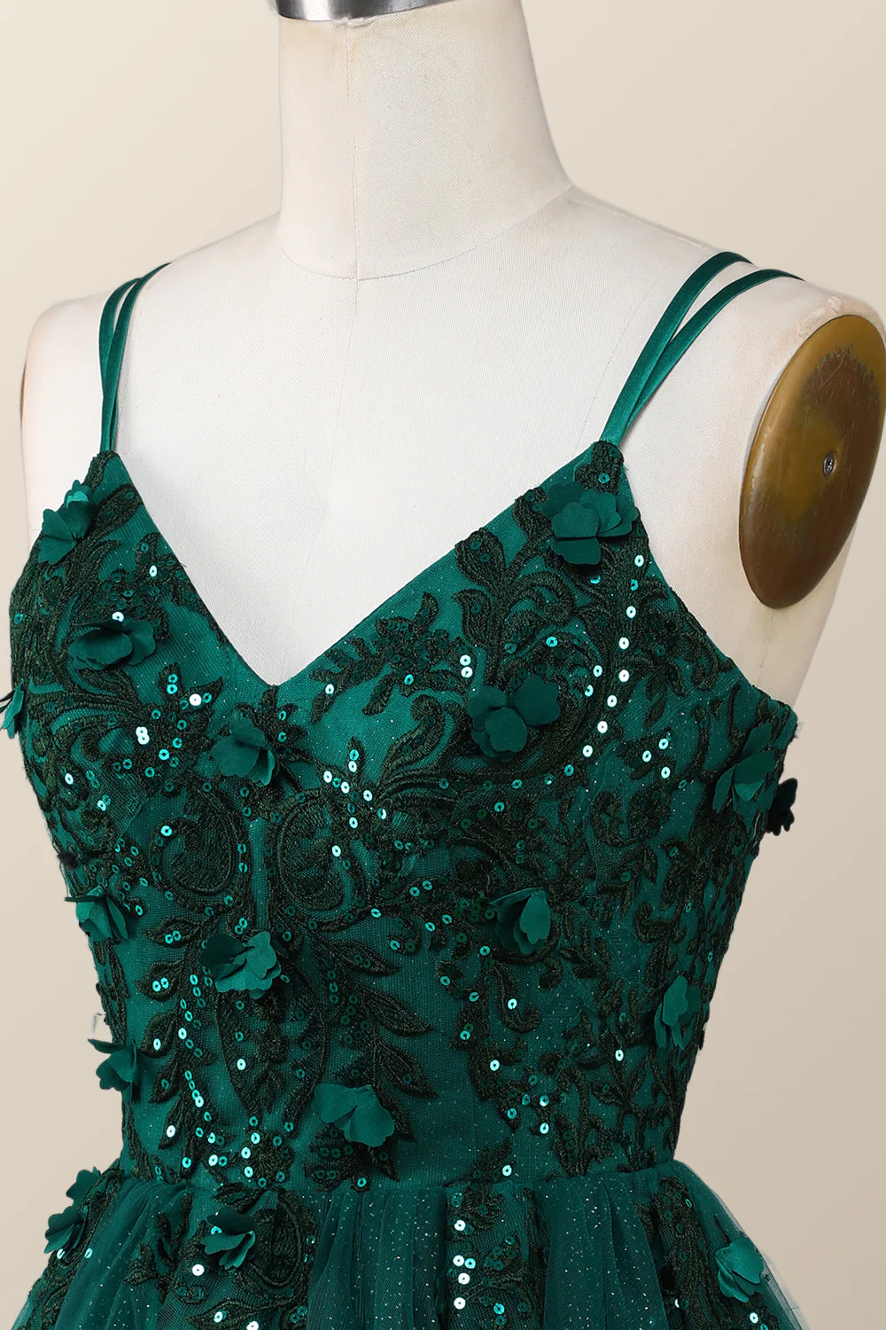 Dark Green Embroidered A-line Short Homecoming Dress - Image 5