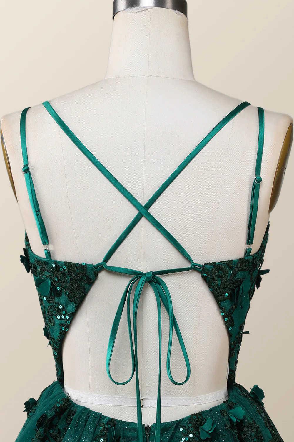 Dark Green Embroidered A-line Short Homecoming Dress - Image 6