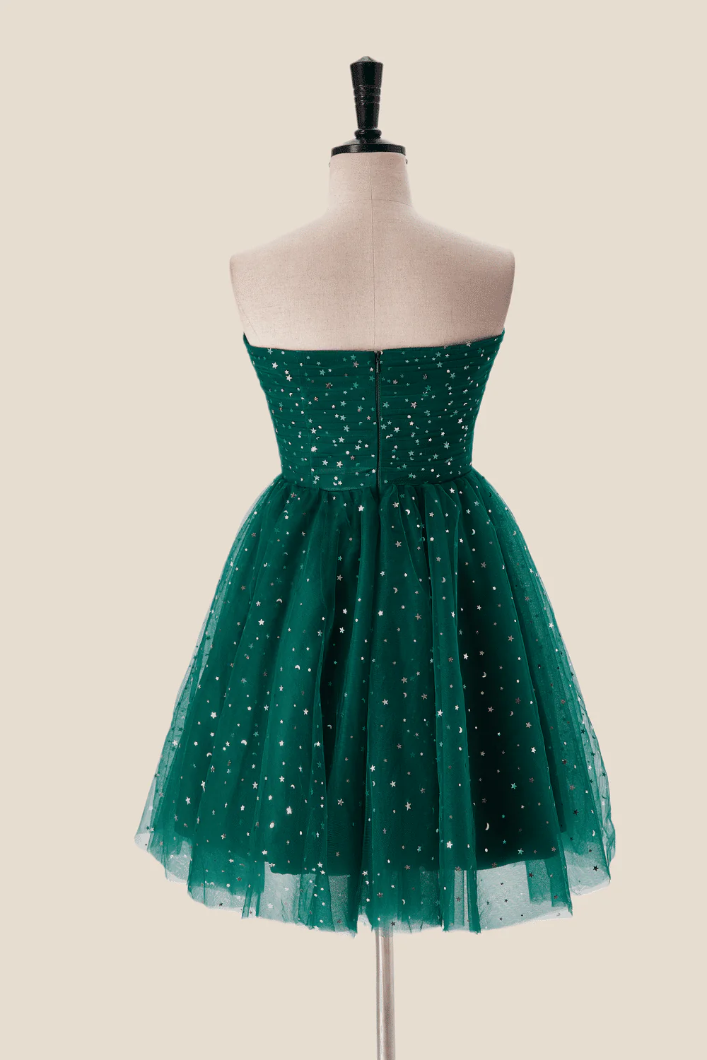 Starry Dark Green Convertible Short Party Dress - Image 2