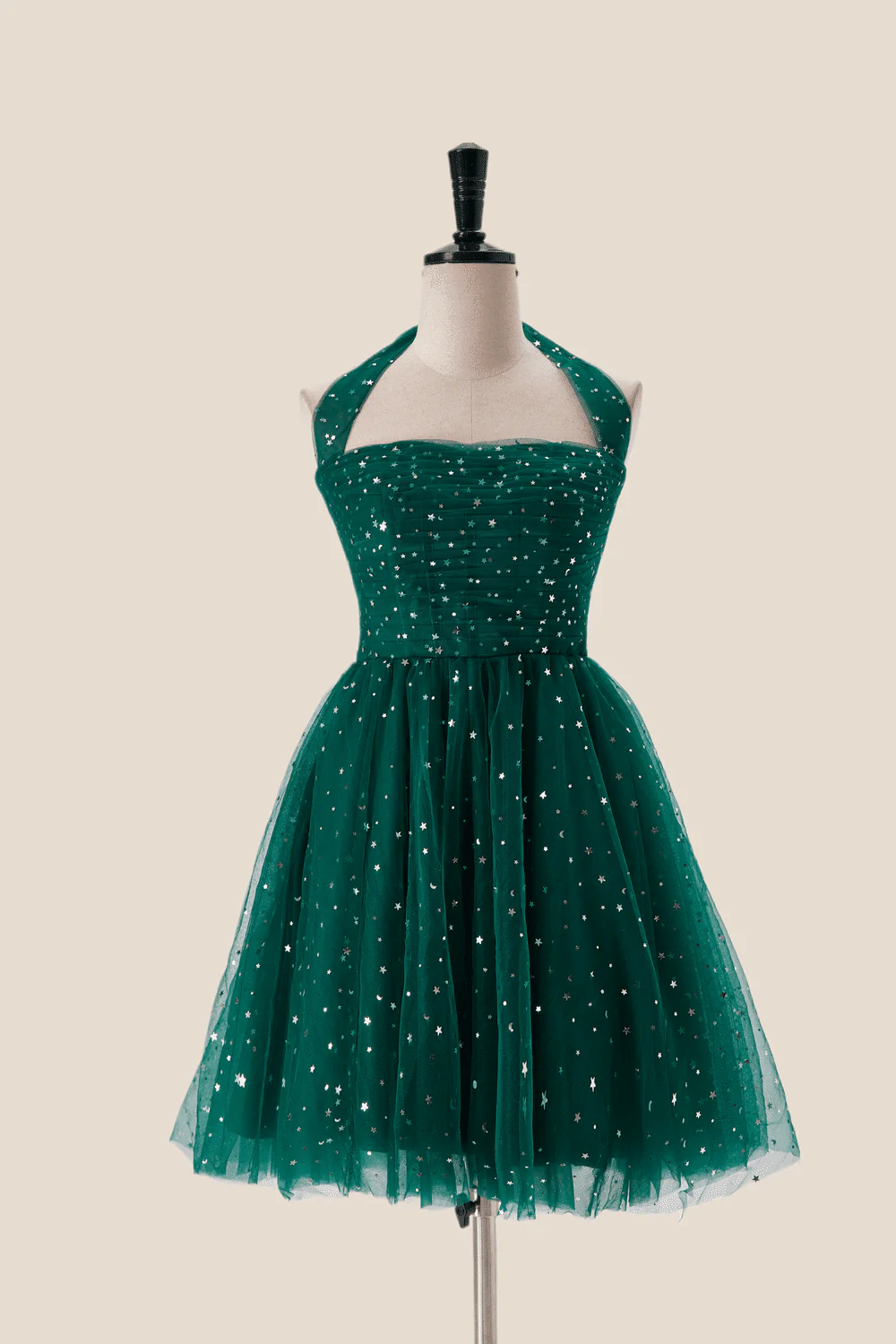 Starry Dark Green Convertible Short Party Dress - Image 3