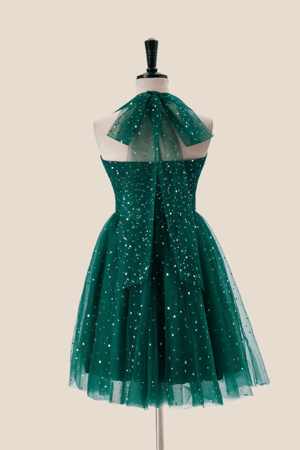 Starry Dark Green Convertible Short Party Dress - Image 4