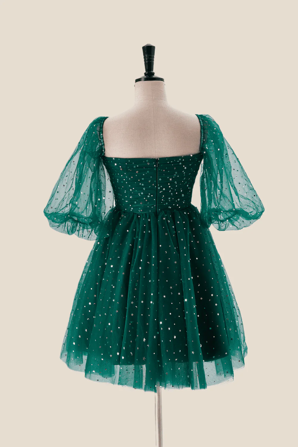 Starry Dark Green Convertible Short Party Dress - Image 5