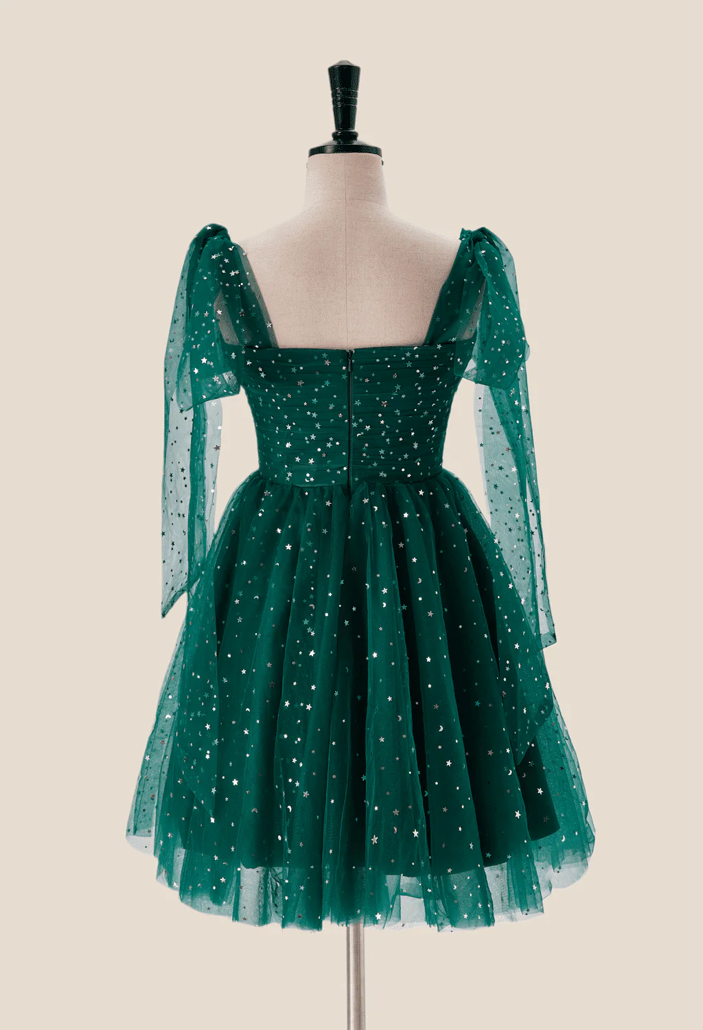 Starry Dark Green Convertible Short Party Dress - Image 8