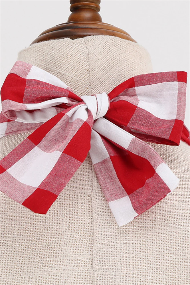 Deep V Neck Pink Plaid Gingham Swing Dress with Belt - Image 10