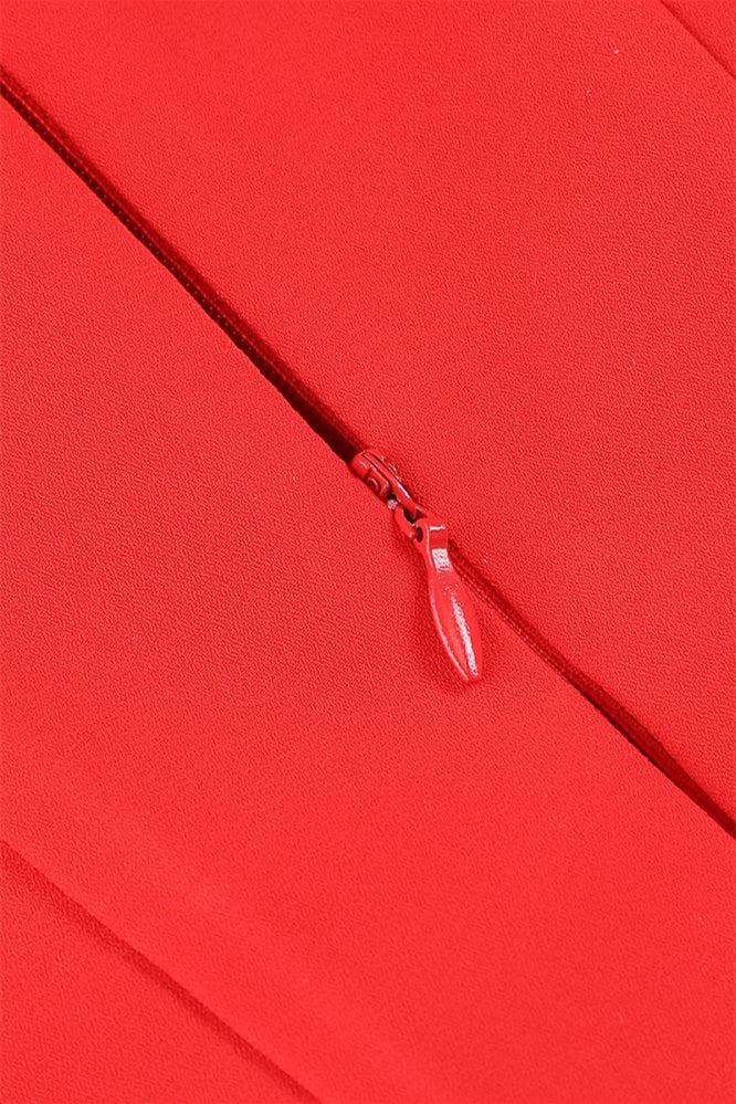 Double Straps Red Ruffle Long Dress with Slit - Image 8