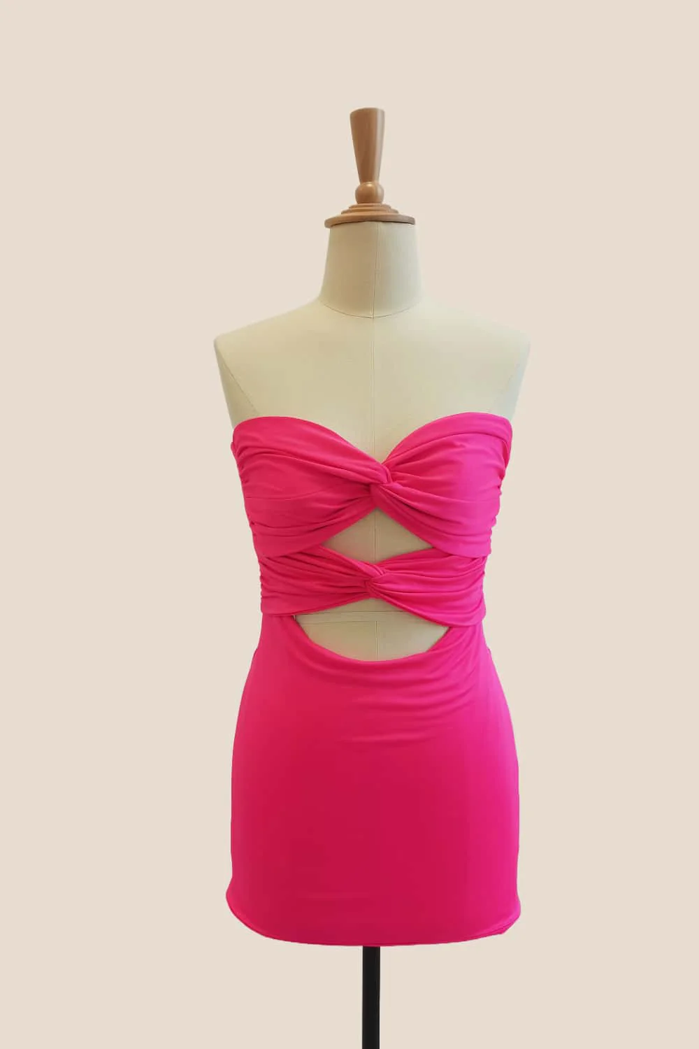 Double Twists Pink Fitted Mini Dress - Image 3