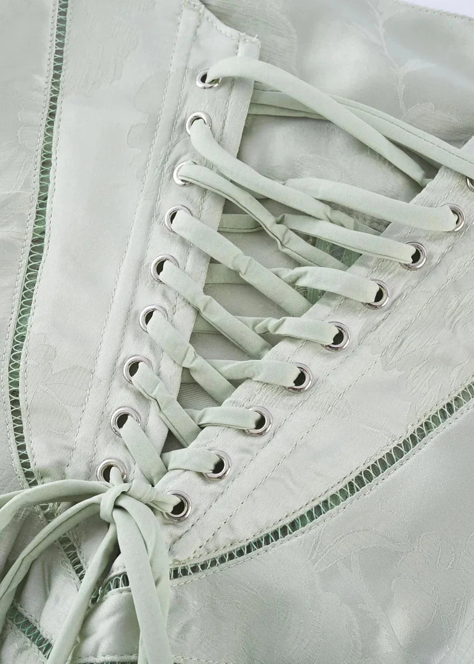 Dreamy Green Straps Long Dress - Image 7