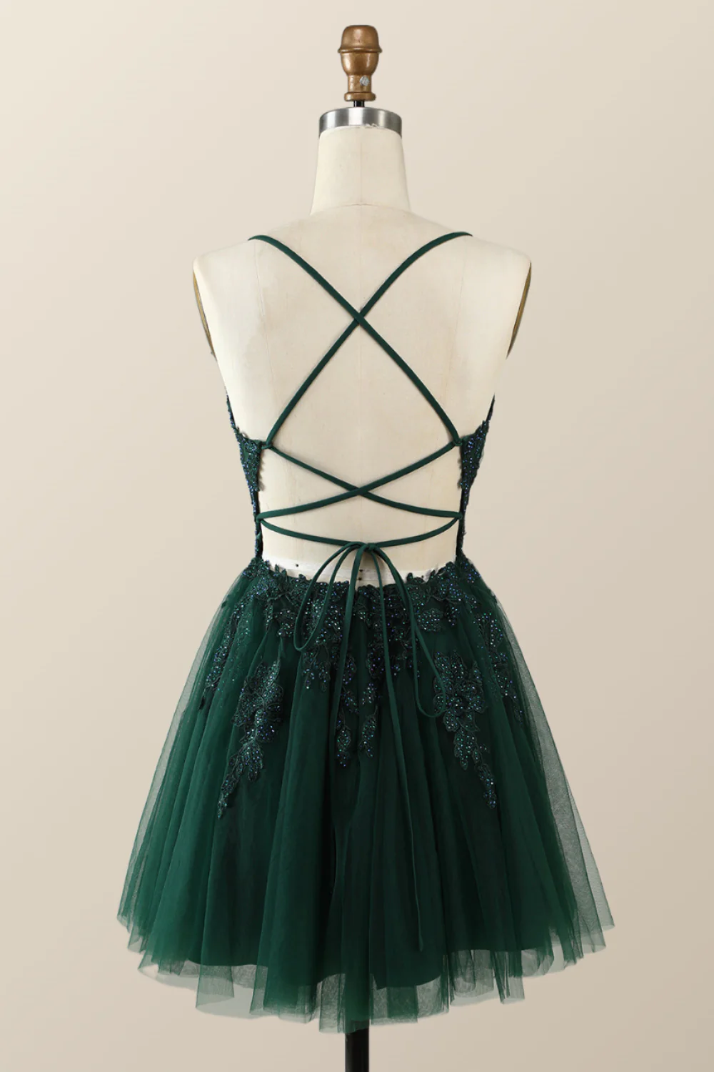Emerald Green Appliques A-line Short Homecoming Dress - Image 2