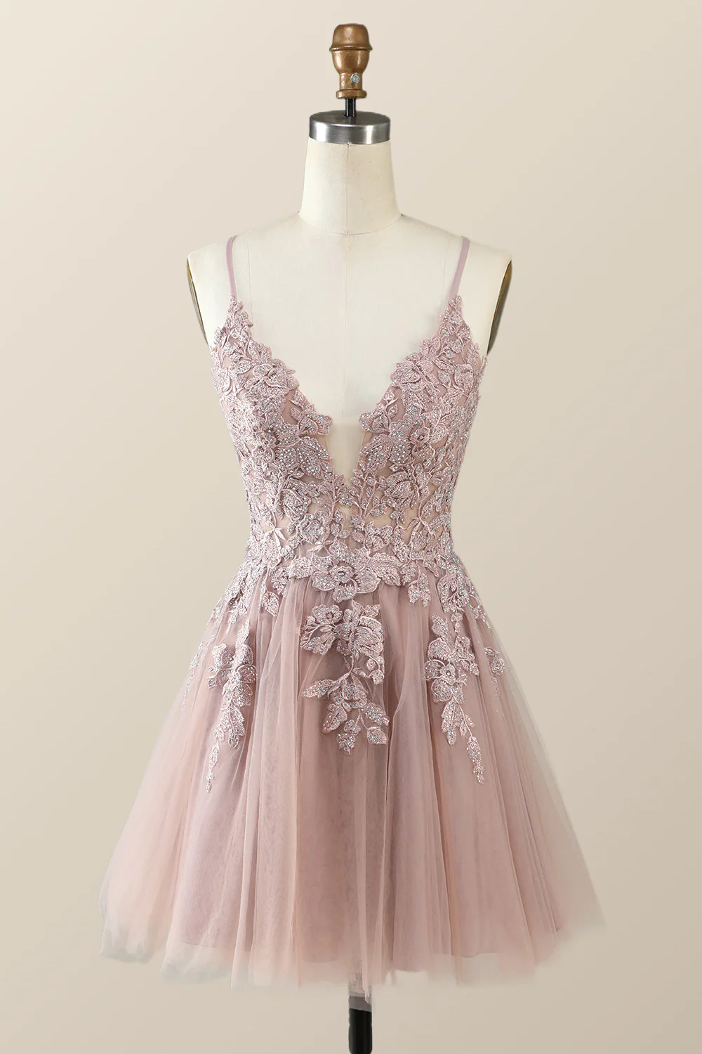 Emerald Green Appliques A-line Short Homecoming Dress - Image 3
