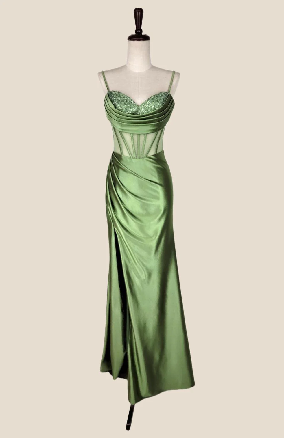 Black Mermaid Satin Long Formal Dress - Image 10
