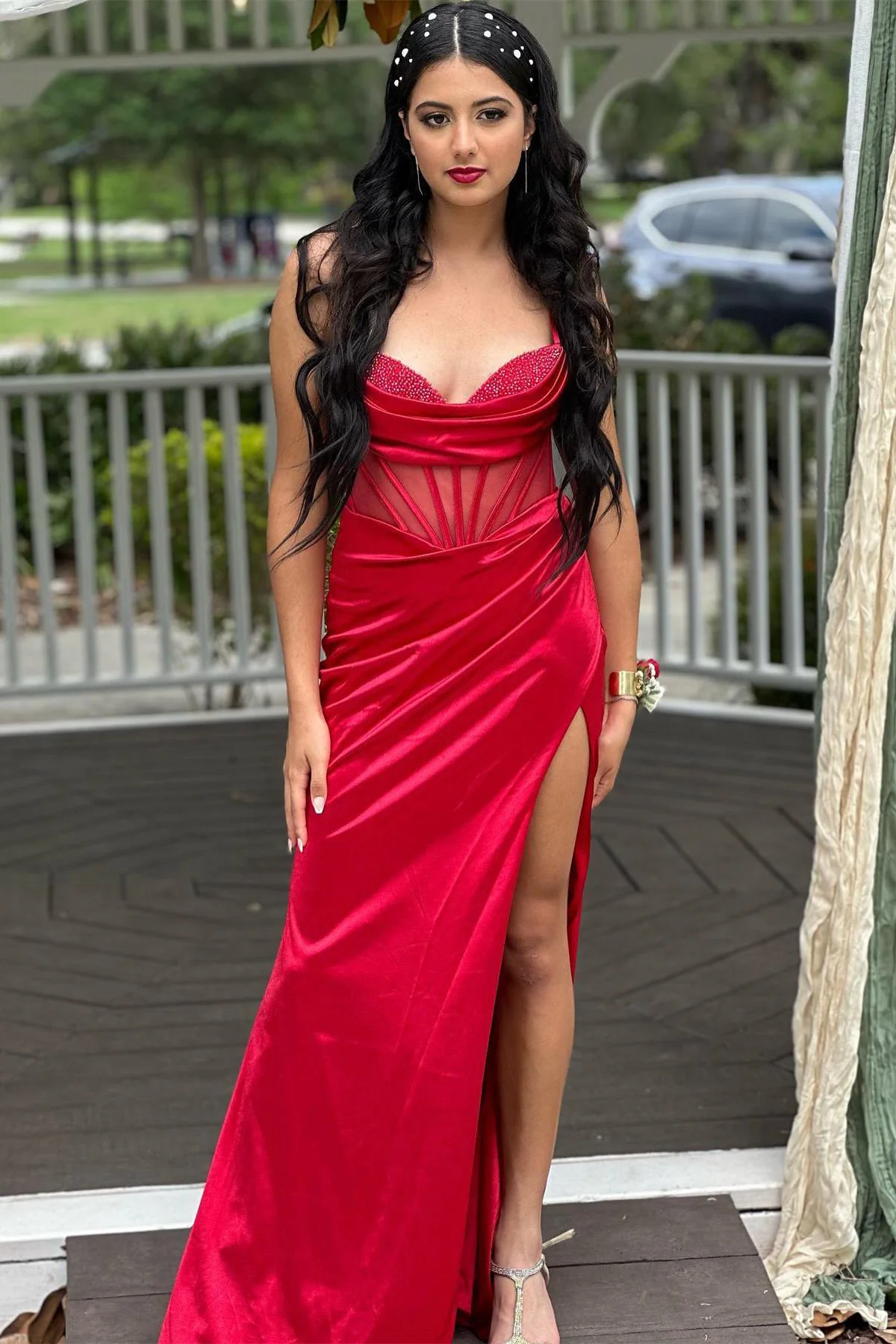Black Mermaid Satin Long Formal Dress - Image 13