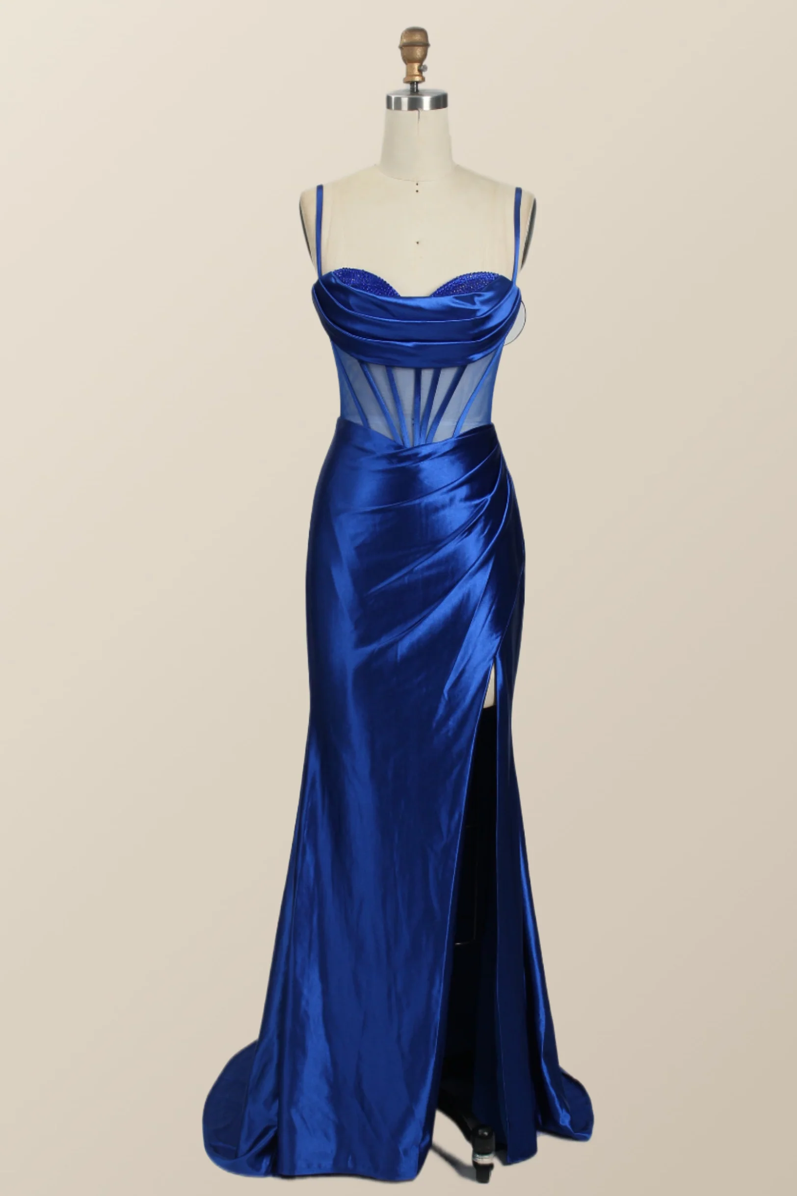 Black Mermaid Satin Long Formal Dress - Image 6