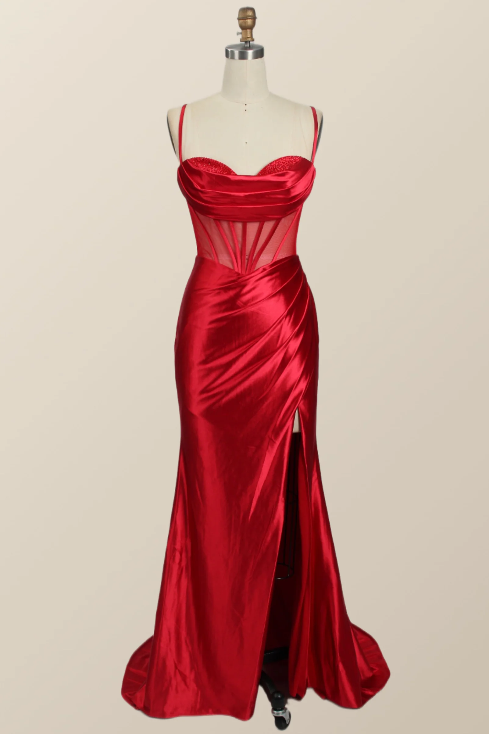 Black Mermaid Satin Long Formal Dress - Image 7