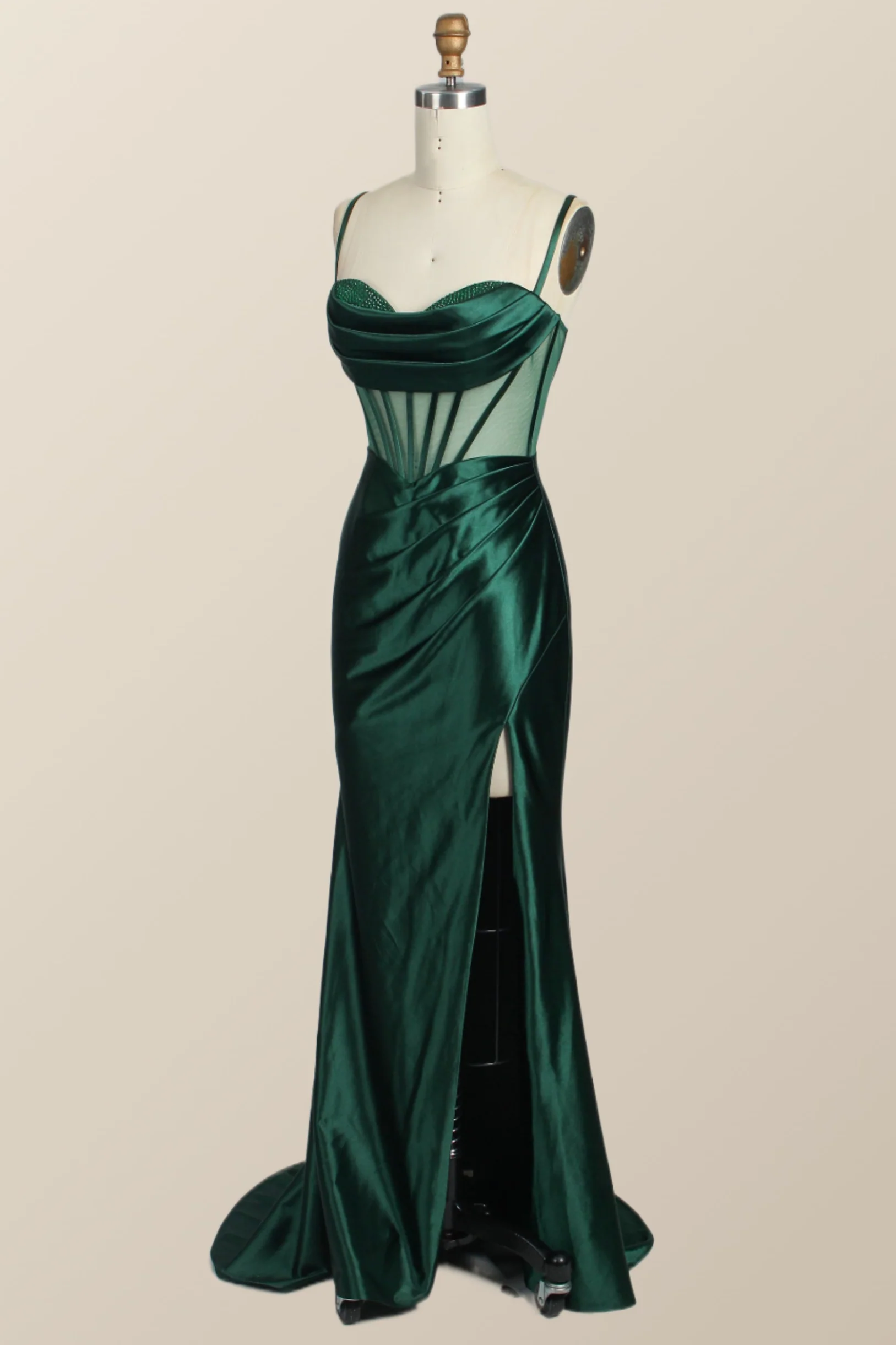 Black Mermaid Satin Long Formal Dress - Image 8