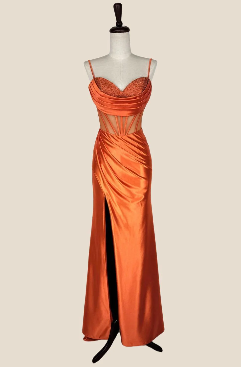 Black Mermaid Satin Long Formal Dress - Image 9