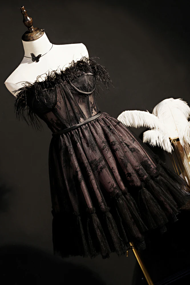Feather Pink Lace Short A-line Homecoming Dress - Image 7