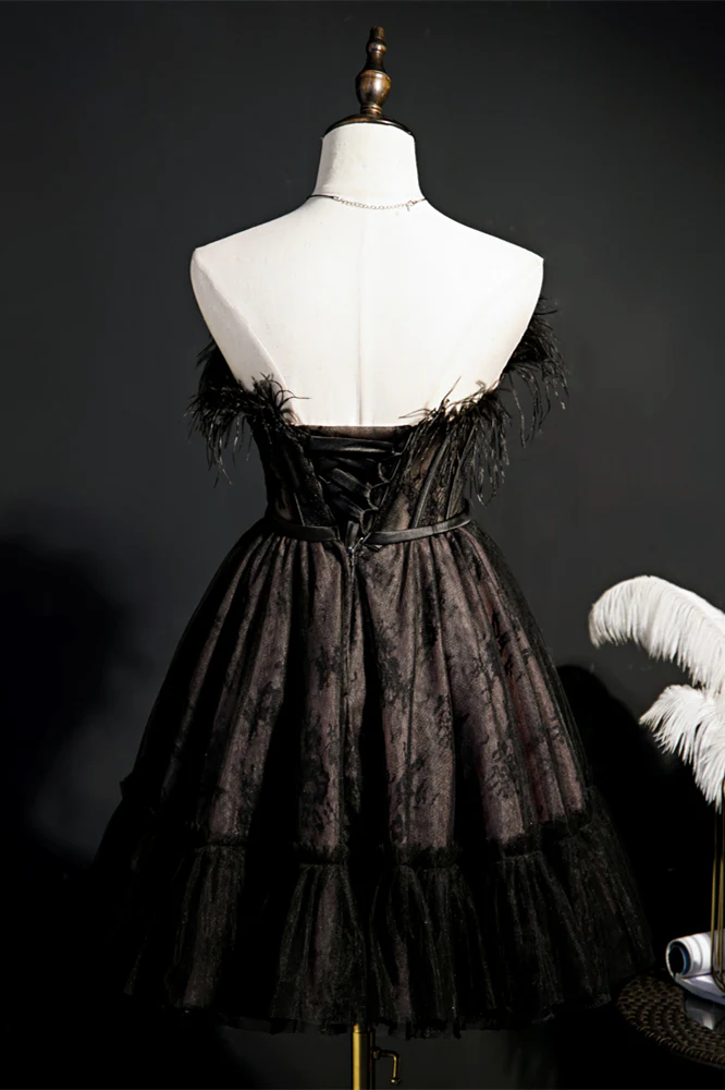Feather Pink Lace Short A-line Homecoming Dress - Image 9