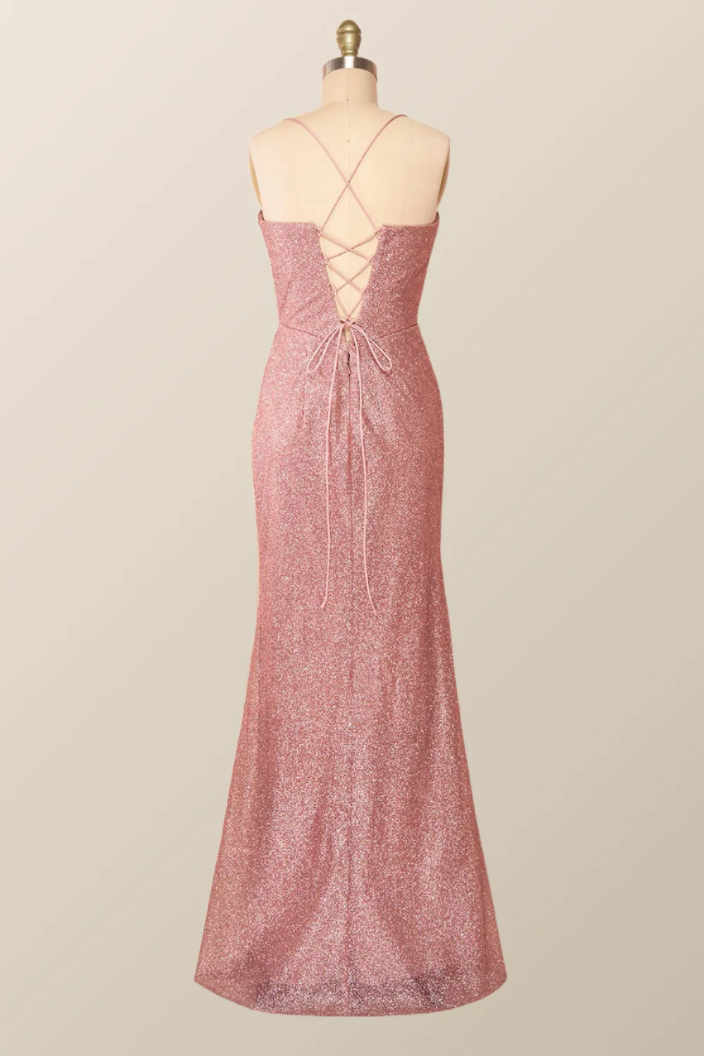 Fitted Red Cowl Neck Long Party Dress with Slit - Image 8