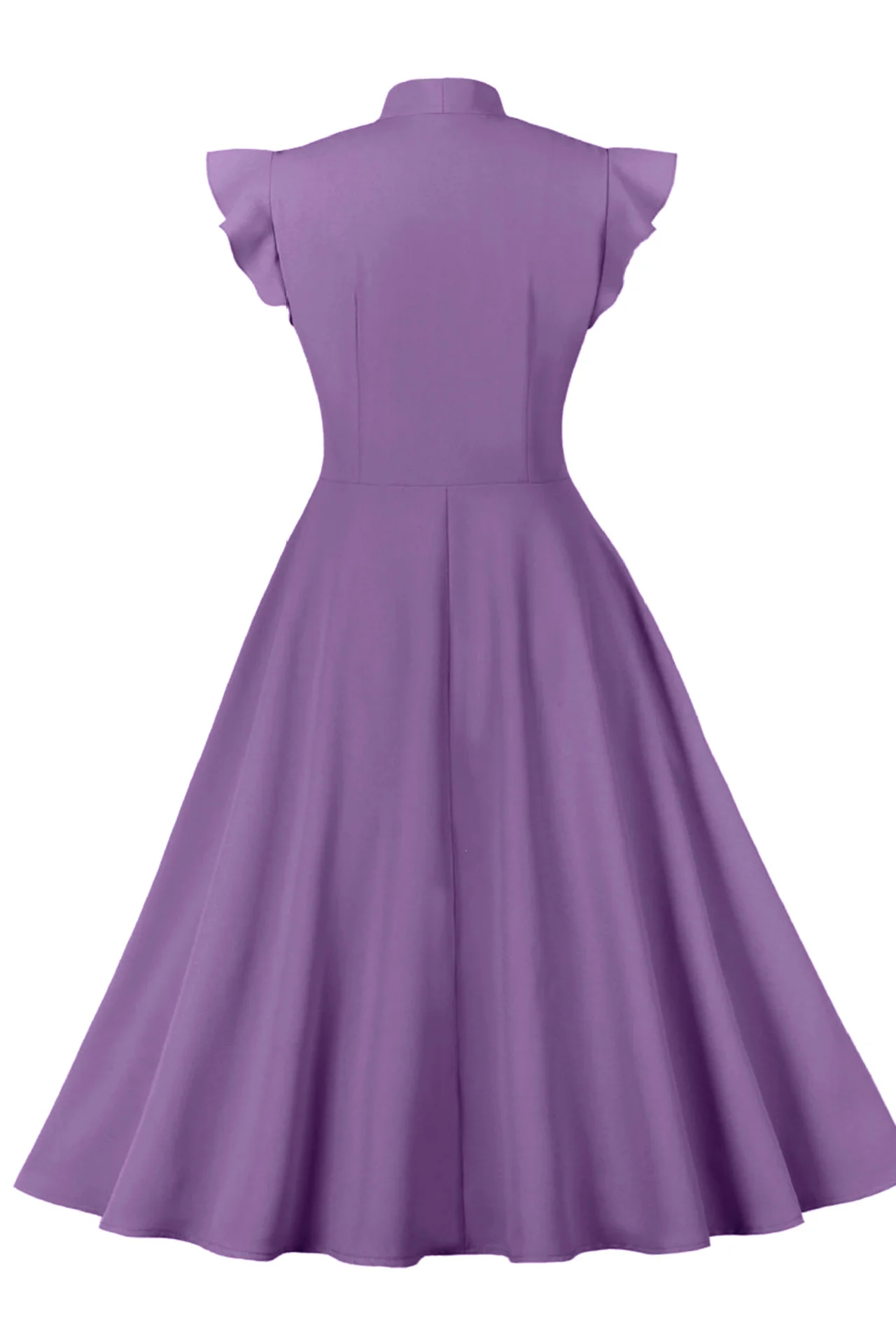 Flare Sleeves Purple Short Dress - Image 2