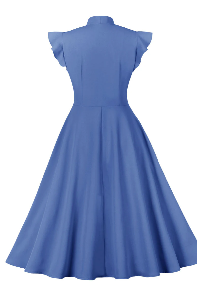 Flare Sleeves Purple Short Dress - Image 5