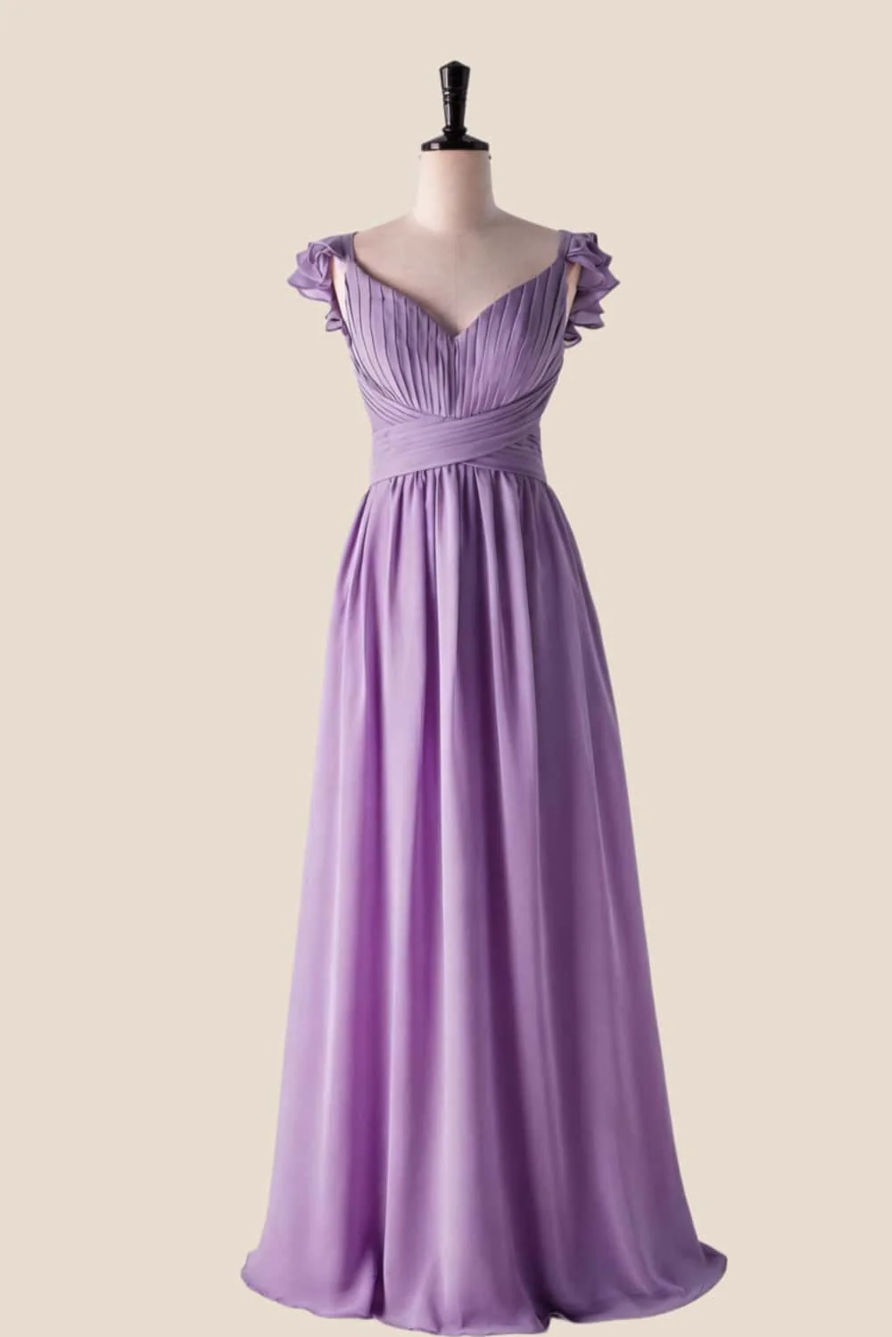 Flare Straps Matcha Green Long Bridesmaid Dress - Image 4