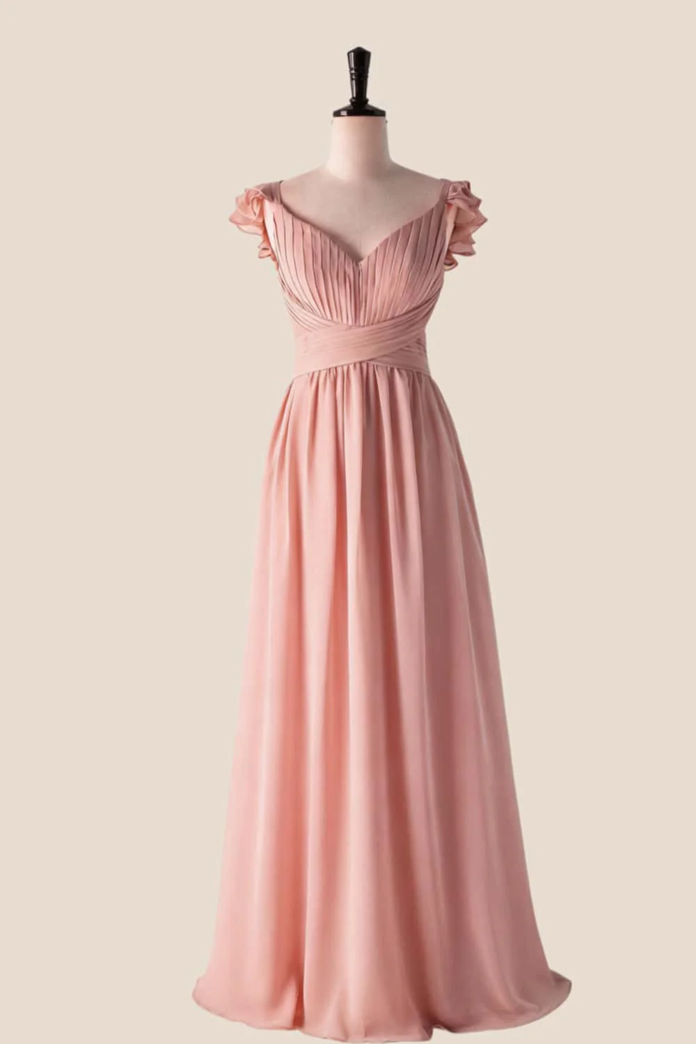 Flare Straps Matcha Green Long Bridesmaid Dress - Image 8
