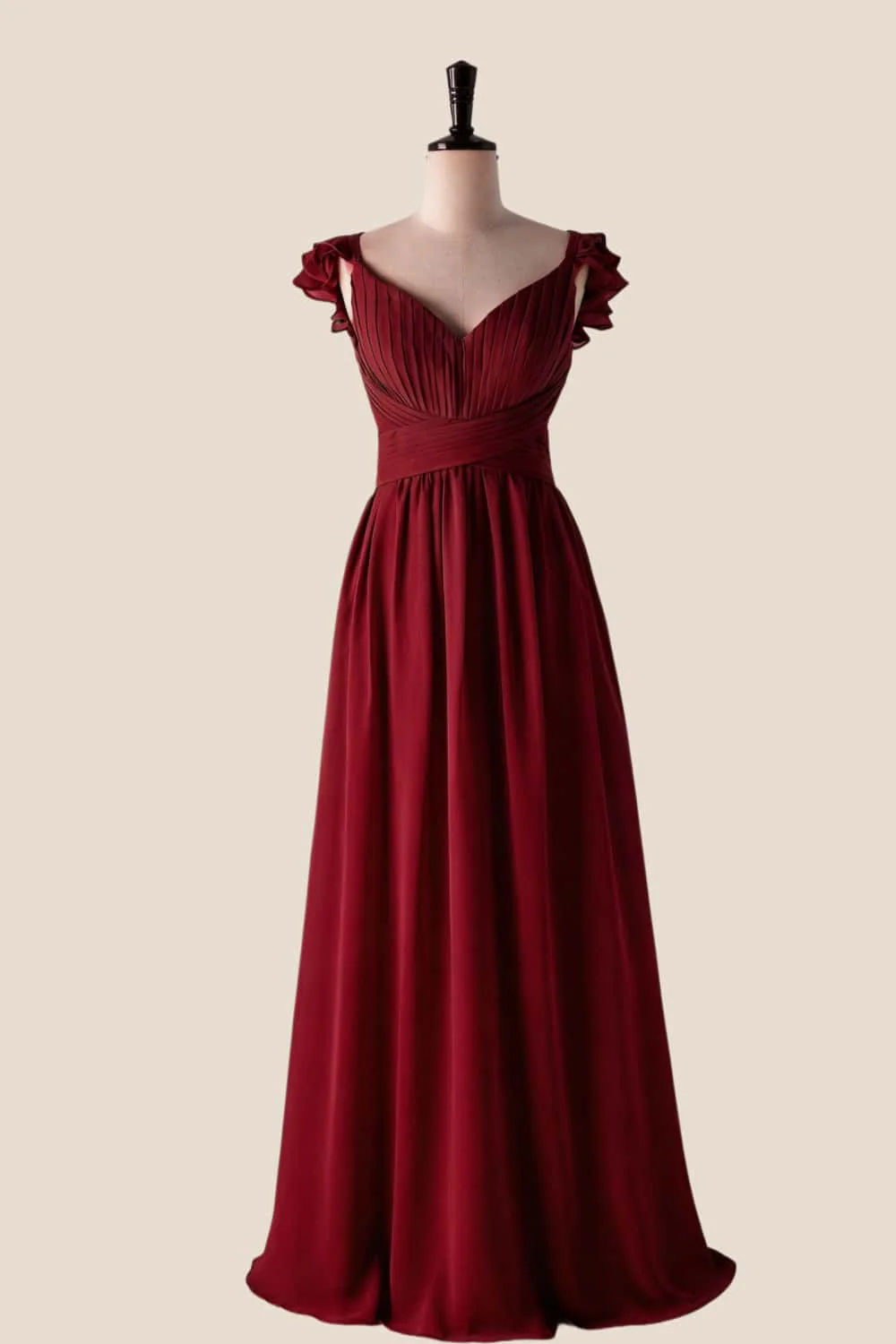 Flare Straps Matcha Green Long Bridesmaid Dress - Image 9
