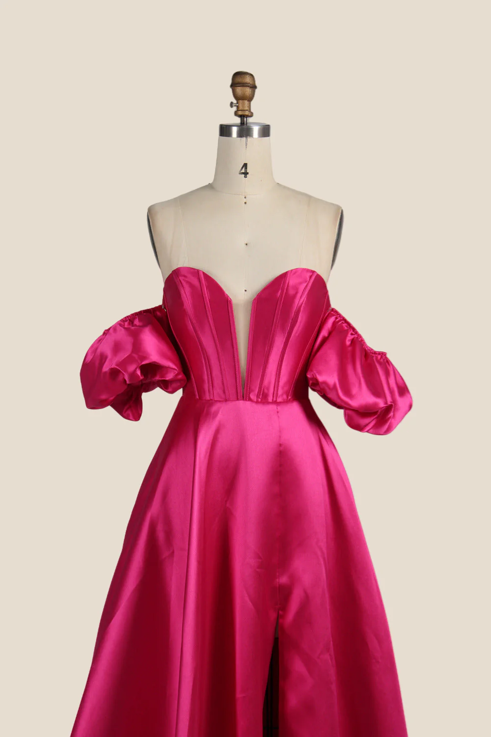 Fuchsia A-line Long Dress with Removable Sleeves - Image 11