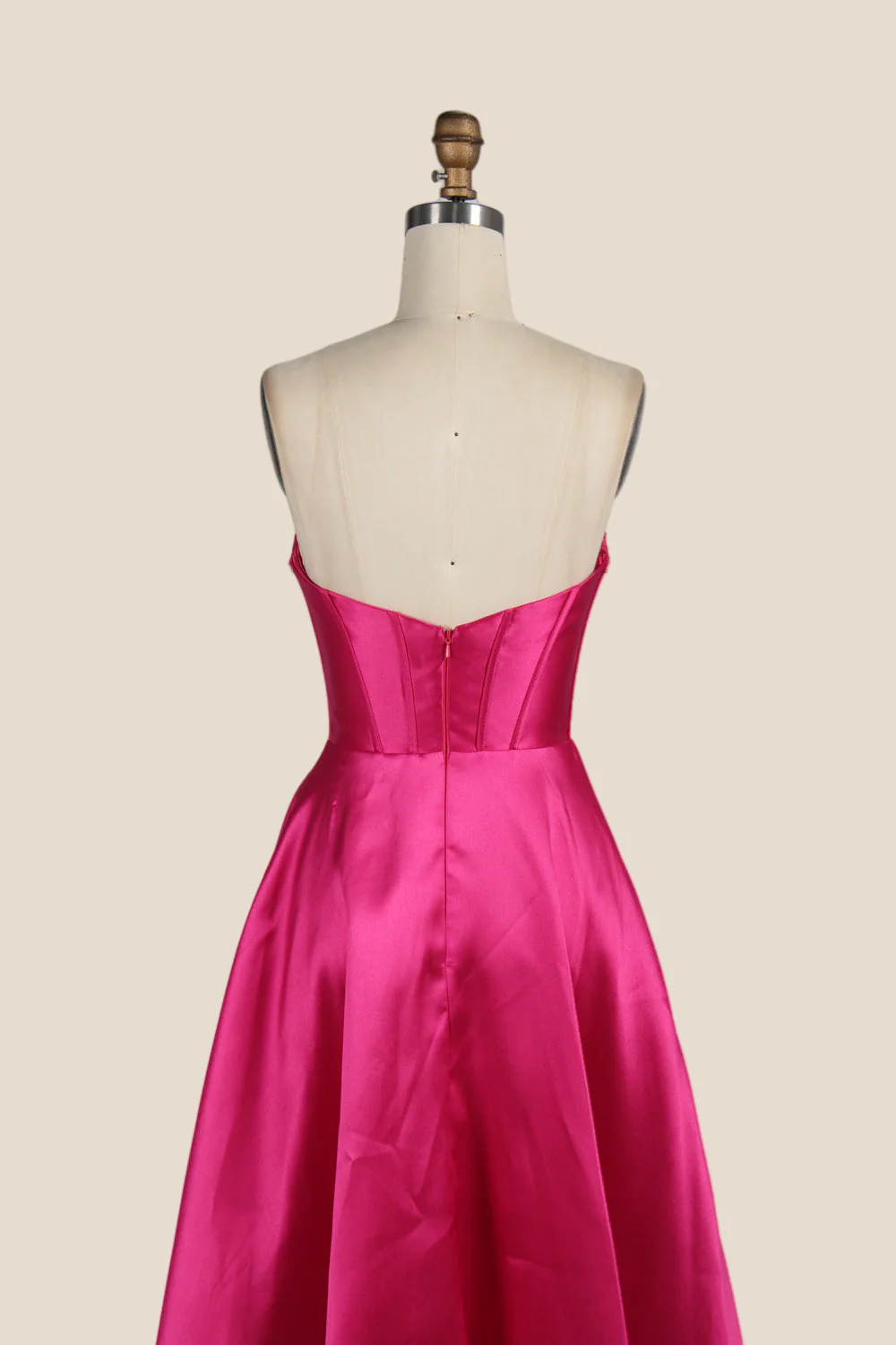 Fuchsia A-line Long Dress with Removable Sleeves - Image 12