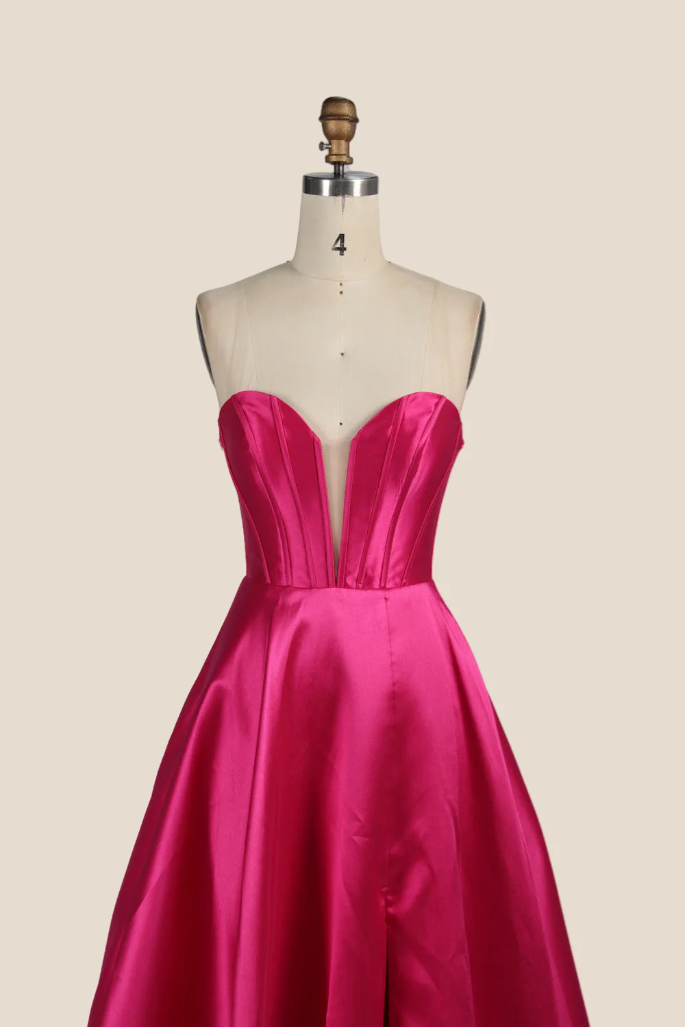 Fuchsia A-line Long Dress with Removable Sleeves - Image 6
