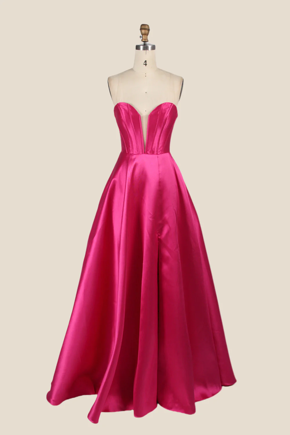 Fuchsia A-line Long Dress with Removable Sleeves - Image 8