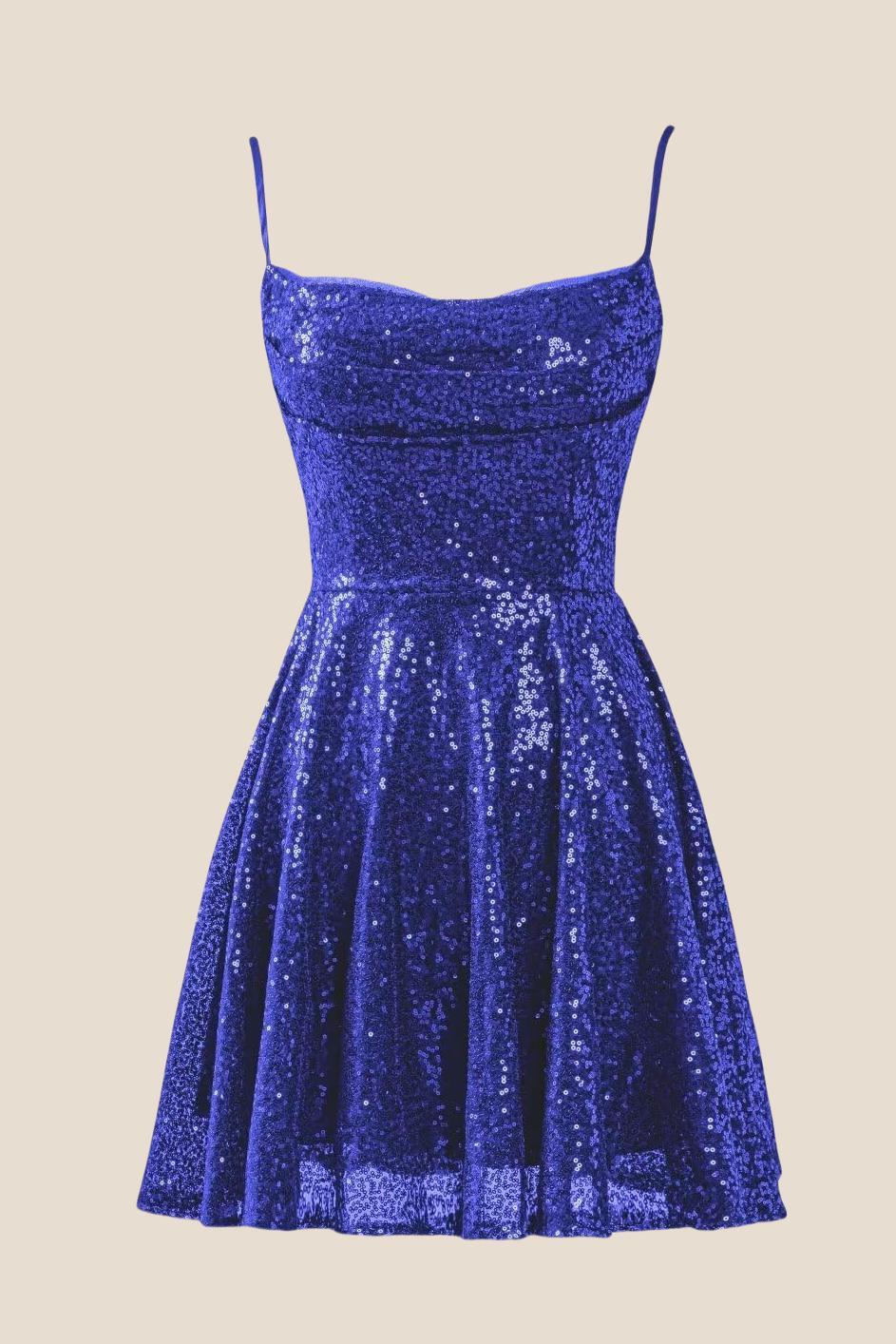 Black Sequin A-line Short Princess Dress - Image 4