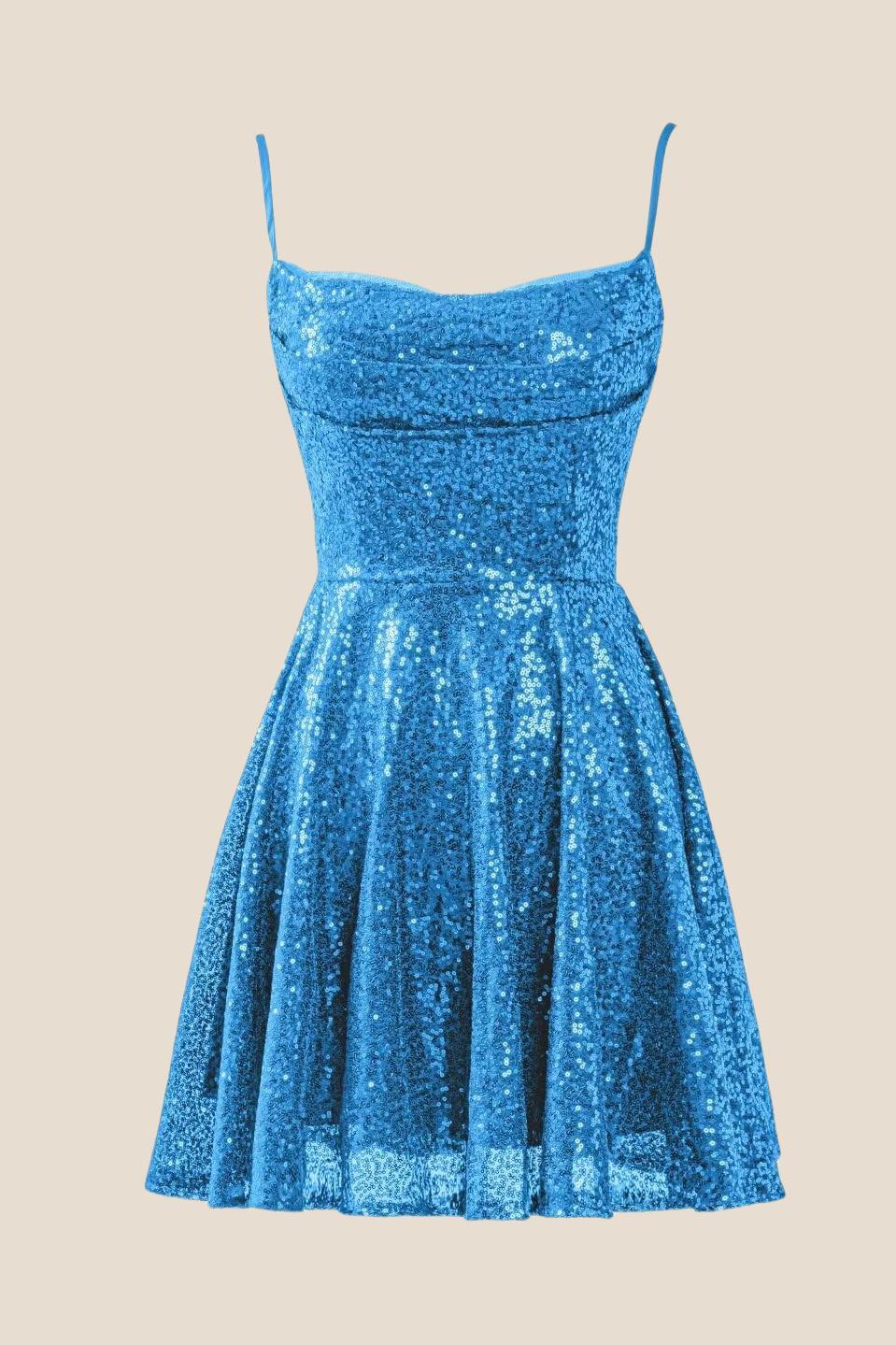 Black Sequin A-line Short Princess Dress - Image 6
